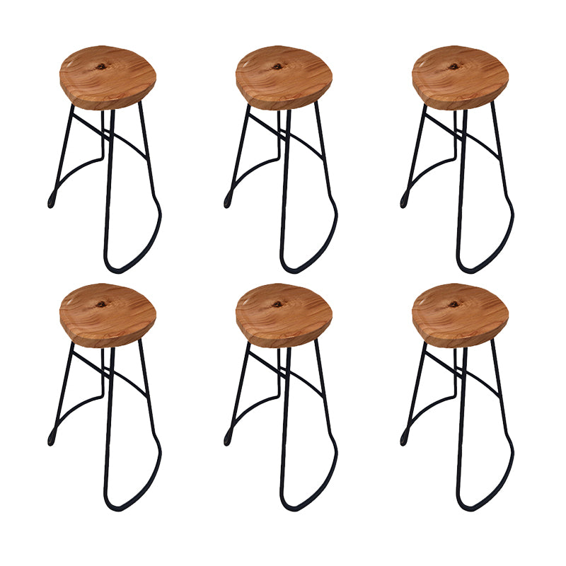 Solid Wood Bar Stools Modern Backless Dining Stools with Footrest