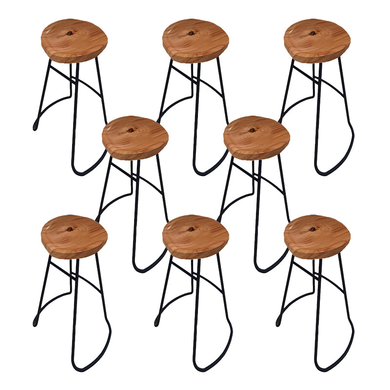 Solid Wood Bar Stools Modern Backless Dining Stools with Footrest