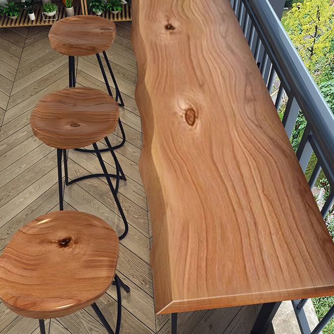 Solid Wood Bar Stools Modern Backless Dining Stools with Footrest