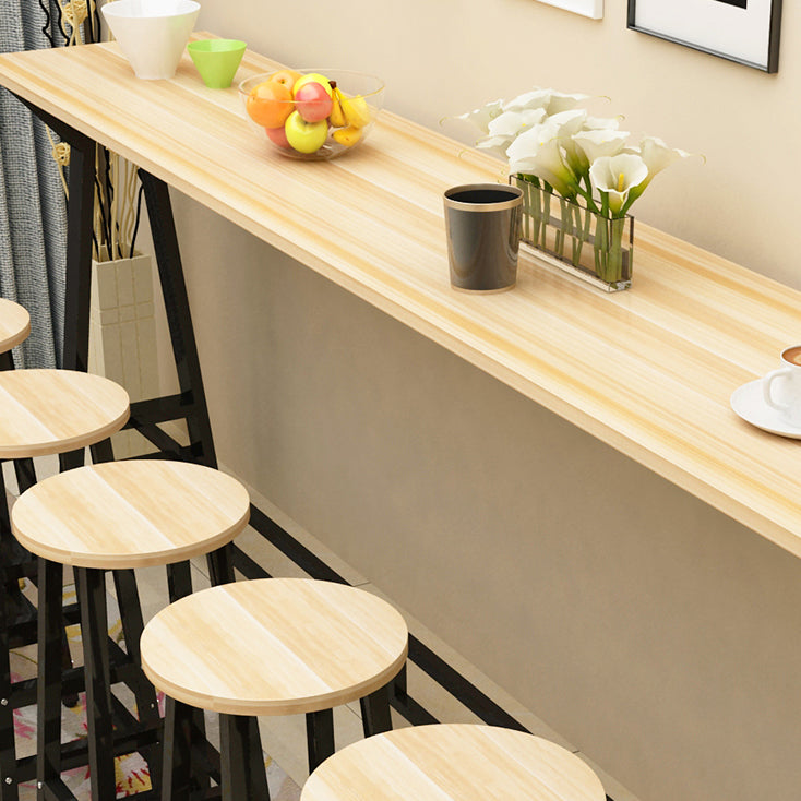 Modern Wood Rectangle Bar Table Metal Base for Milk Tea Shop