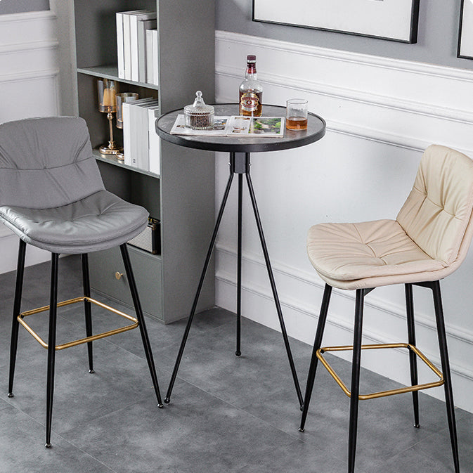 Modern Round Bar Table Artificial Wood Table Metal Base for Balcony