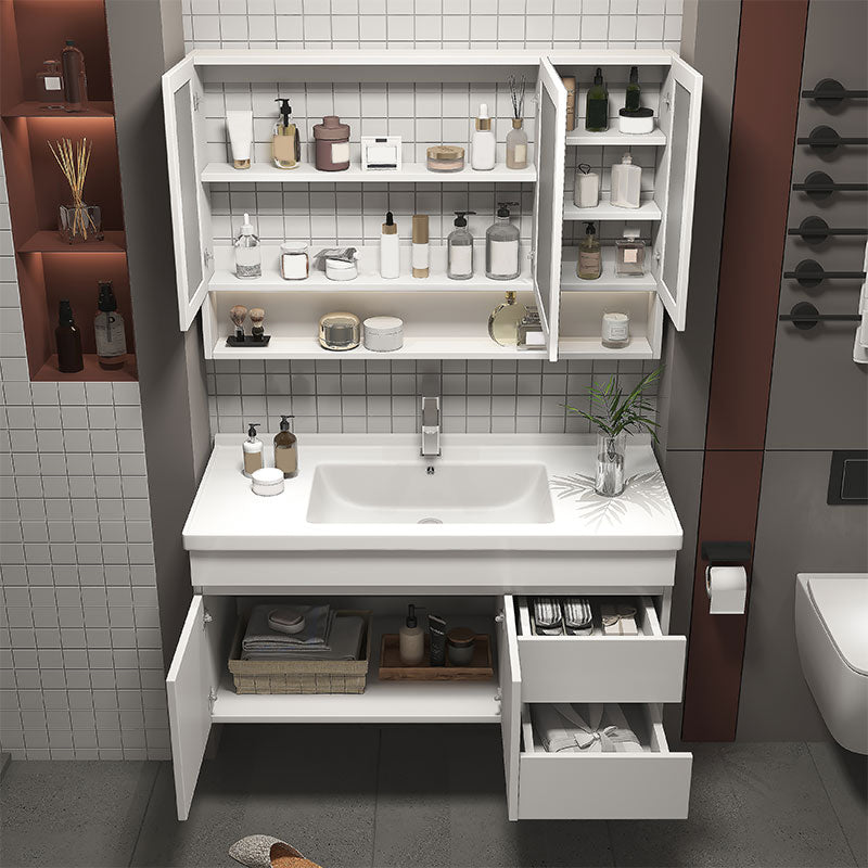 Glam Bathroom Sink Vanity Wall Mount Bathroom Vanity Set with Mirror