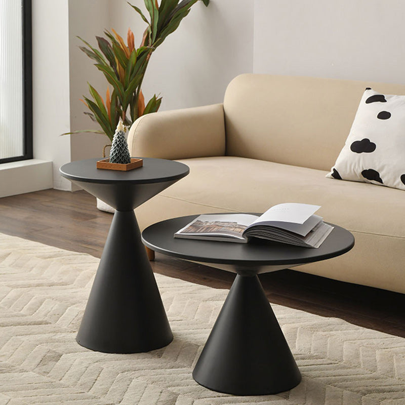 Contemporary Corner Table Round Pedestal Solid Wood Accent Side Table