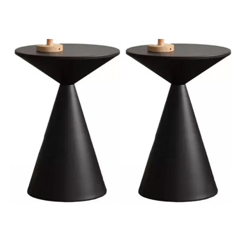 Contemporary Corner Table Round Pedestal Solid Wood Accent Side Table