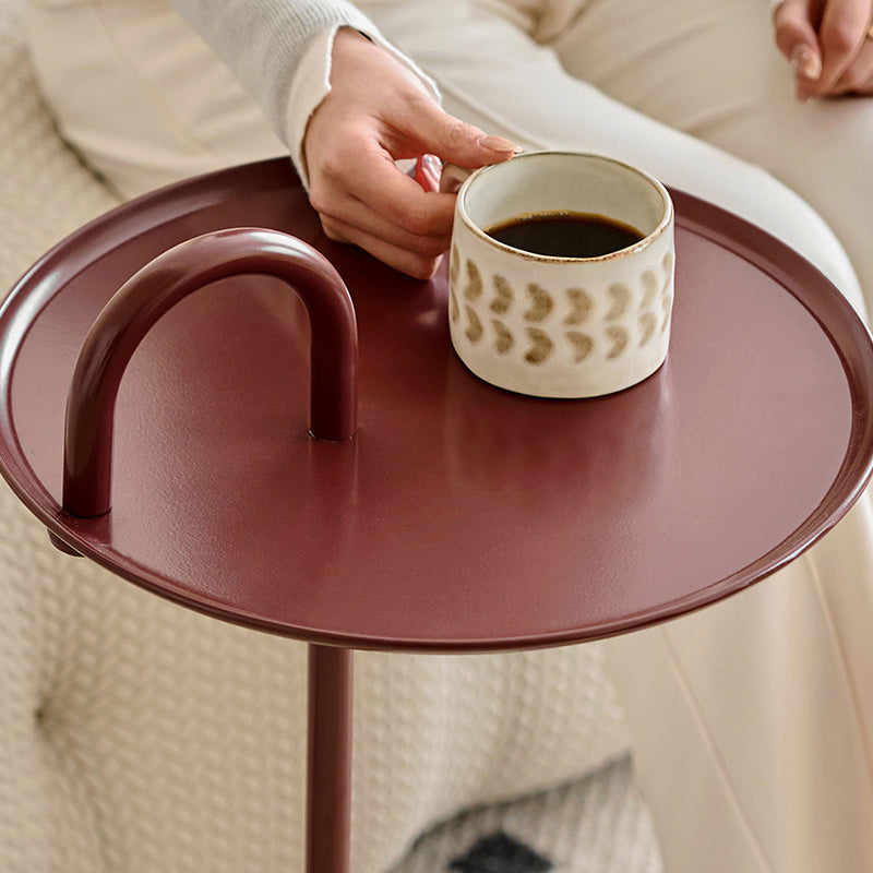 14" Wide Contemporary Corner Table Pedestal Round Accent Side Table