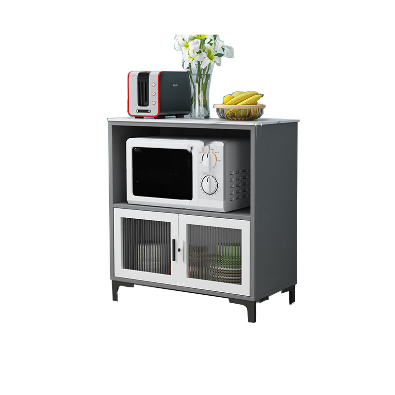 Dining Room Island Table Modern Marble Prep Table with Storage Cabinet