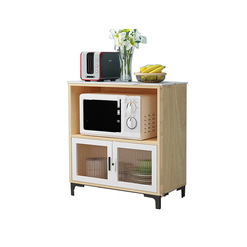 Dining Room Island Table Modern Marble Prep Table with Storage Cabinet
