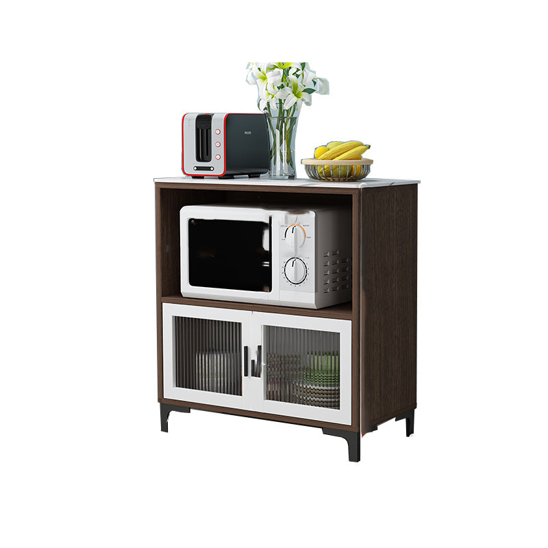 Dining Room Island Table Modern Marble Prep Table with Storage Cabinet