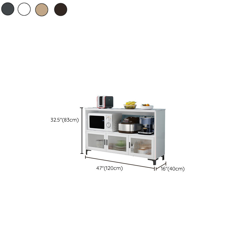 Dining Room Island Table Modern Marble Prep Table with Storage Cabinet