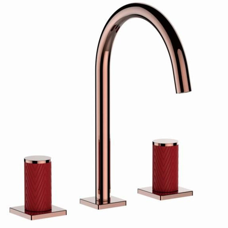 Luxury Vessel Sink Faucet Knob Handle 3 Holes Gooseneck Circular Vessel Faucet