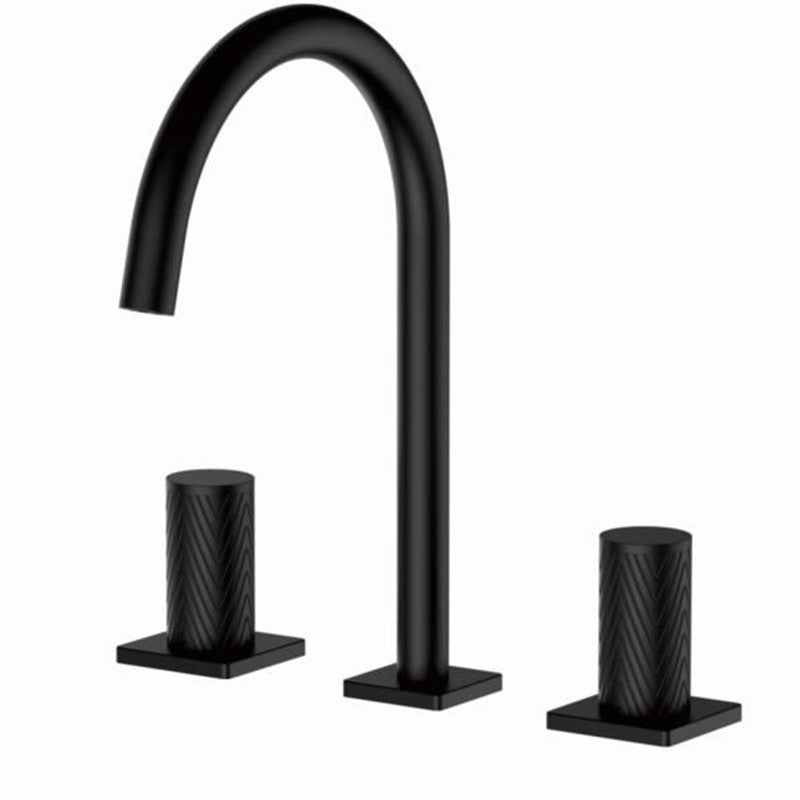 Luxury Vessel Sink Faucet Knob Handle 3 Holes Gooseneck Circular Vessel Faucet