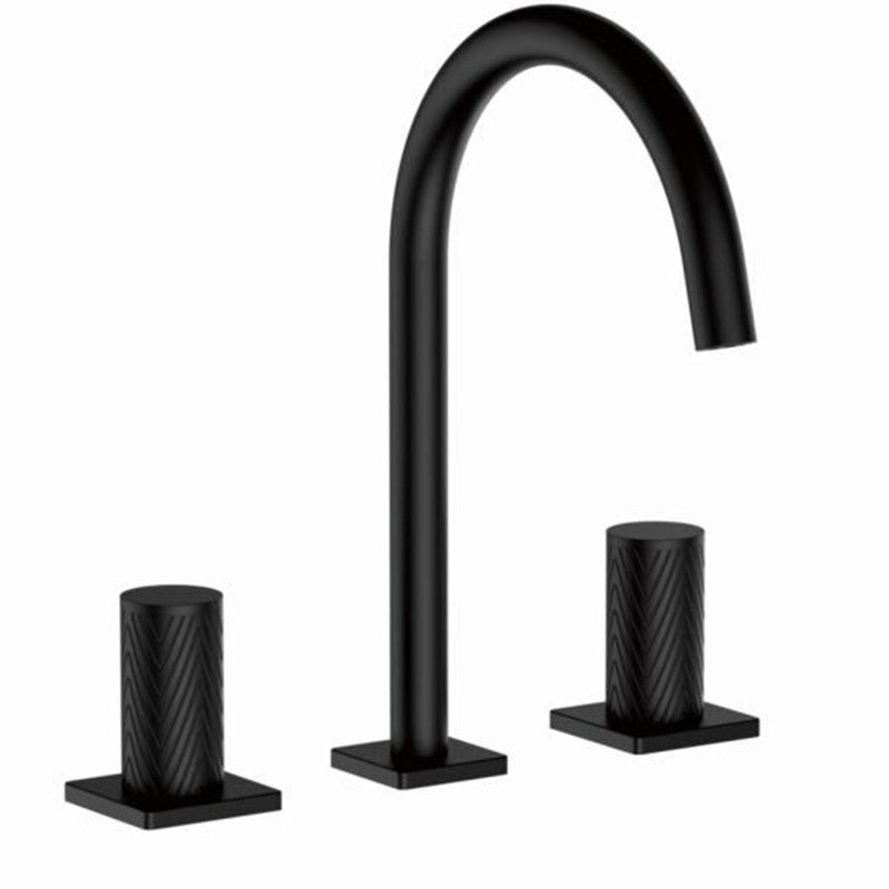 Luxury Vessel Sink Faucet Knob Handle 3 Holes Gooseneck Circular Vessel Faucet
