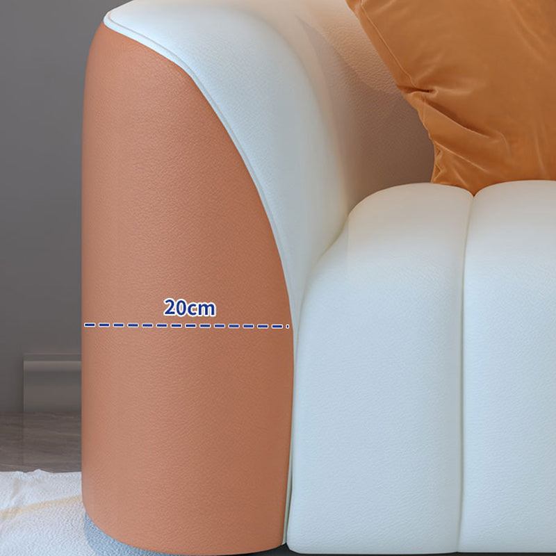 White Wooden Sectional Stain-Resistant Sectional Sofa for Living Room