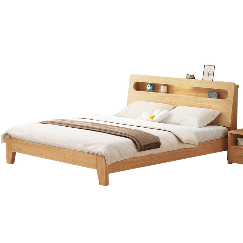 Rectangular Standard Bed Solid Color Panel Bed with Headboard