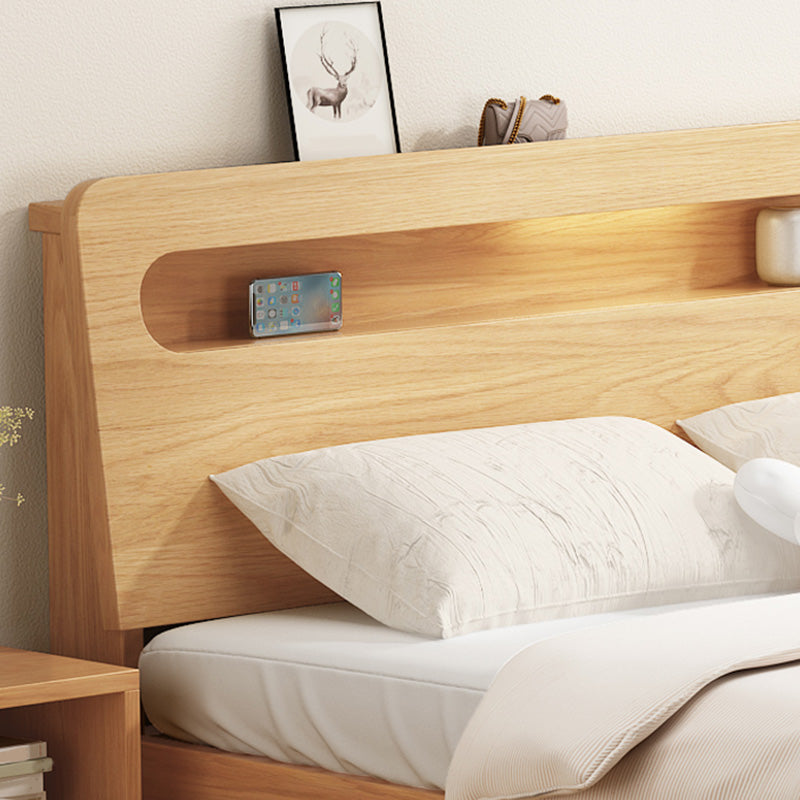 Rectangular Standard Bed Solid Color Panel Bed with Headboard