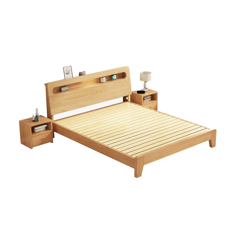 Rectangular Standard Bed Solid Color Panel Bed with Headboard