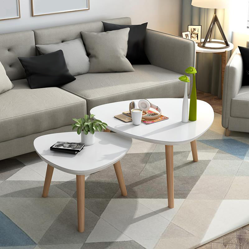 Contemporary Coffee Table Wooden 4 Legs Coffee Cocktail Table
