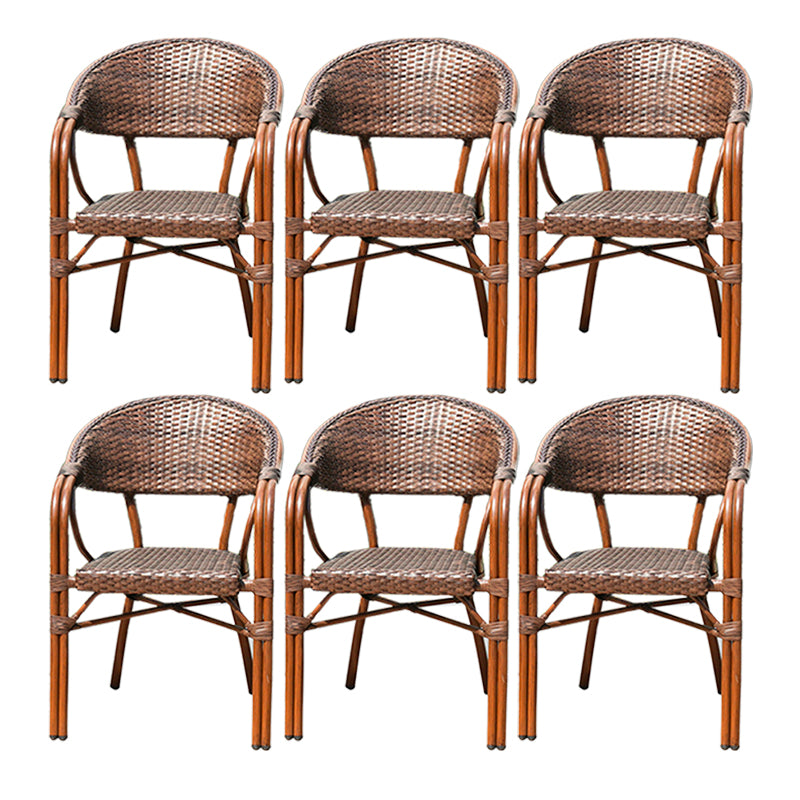 Tropical Rattan Patio Dining Chair Open Back Outdoors Dining Chairs