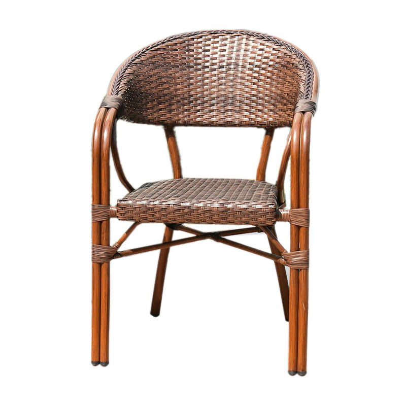 Tropical Rattan Patio Dining Chair Open Back Outdoors Dining Chairs