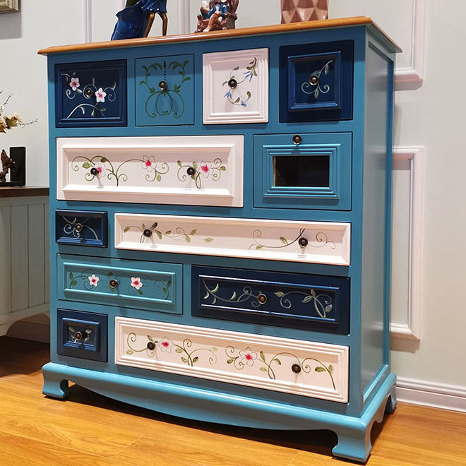 Coastal Storage Chest Dresser Wooden Dresser with Multi Drawers