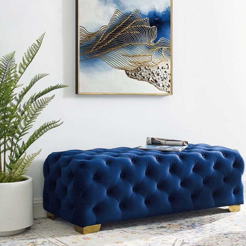 Glam Backless Entryway Bench Rectangle Cushioned Metal Seating Bench