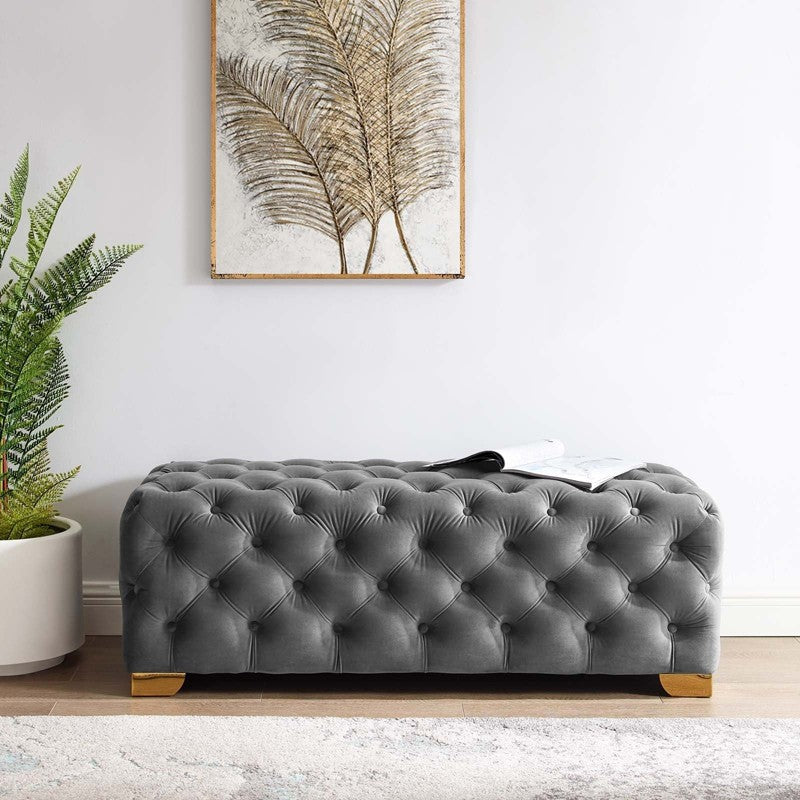 Glam Backless Entryway Bench Rectangle Cushioned Metal Seating Bench