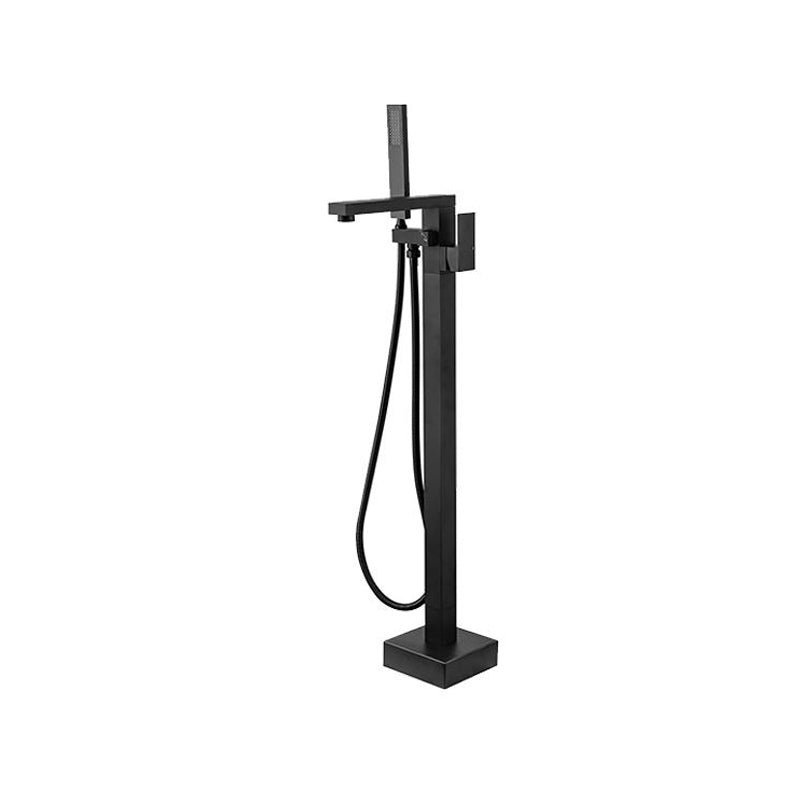 Modern Freestanding Tub Fillers Copper Floor Mounted with Handshower Bathtub Faucet