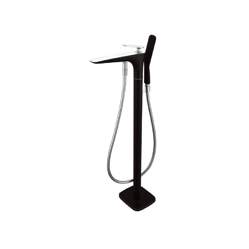 Modern Freestanding Tub Fillers Copper Floor Mounted with Handshower Bathtub Faucet