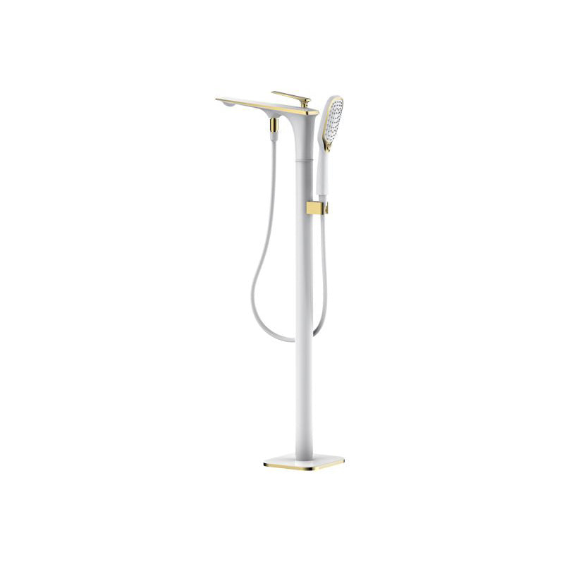 Modern Freestanding Tub Fillers Copper Floor Mounted with Handshower Bathtub Faucet