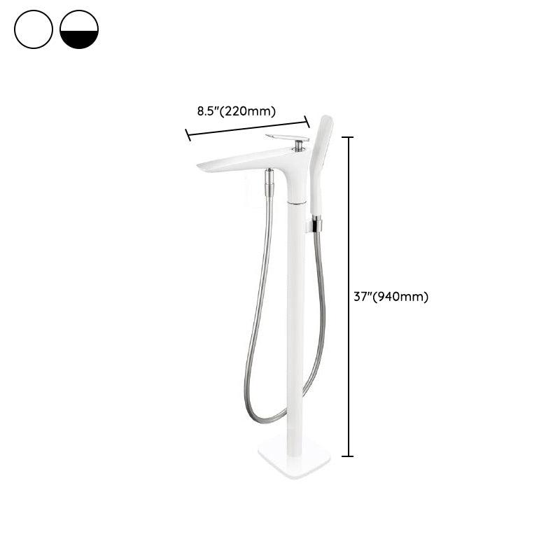 Modern Freestanding Tub Fillers Copper Floor Mounted with Handshower Bathtub Faucet