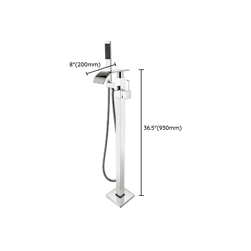 Modern Freestanding Tub Fillers Copper Floor Mounted with Handshower Bathtub Faucet