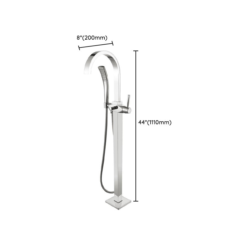Modern Freestanding Tub Fillers Copper Floor Mounted with Handshower Bathtub Faucet