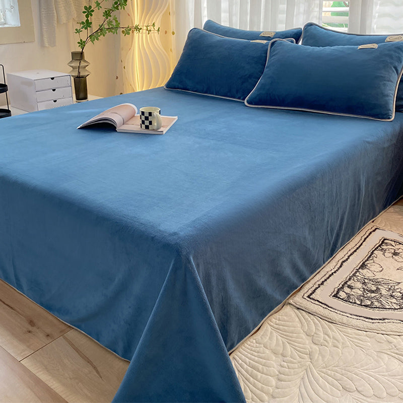 Modern Style Bed Sheet Solid Color Ultra-Soft Breathable Bed Sheet