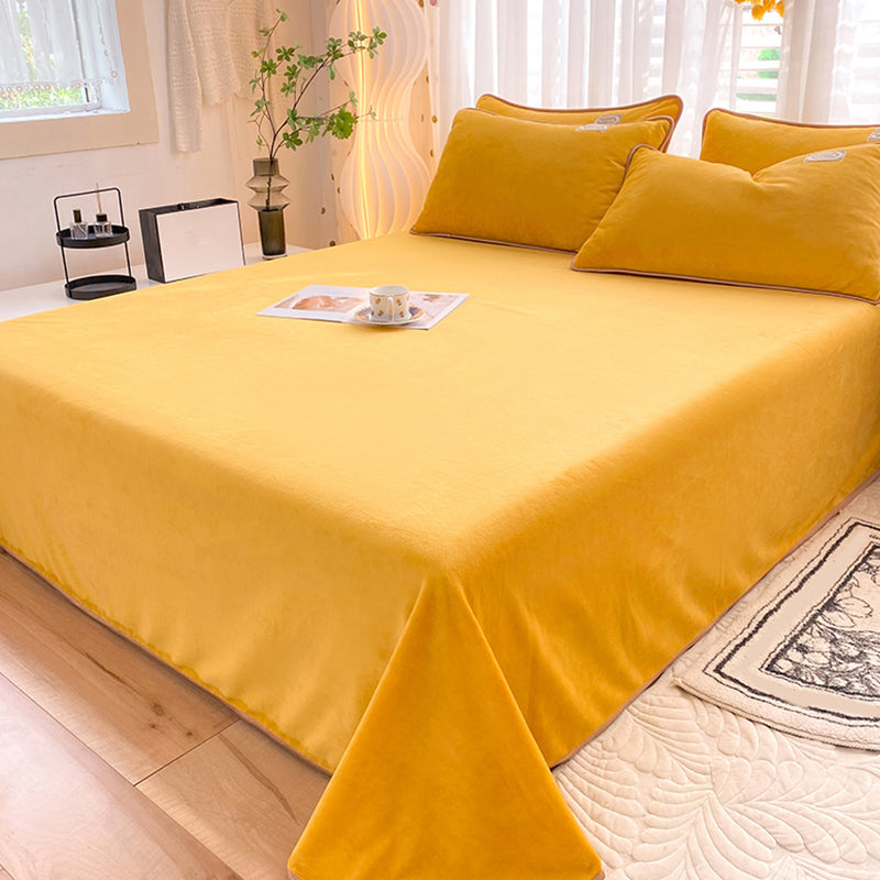 Modern Style Bed Sheet Solid Color Ultra-Soft Breathable Bed Sheet