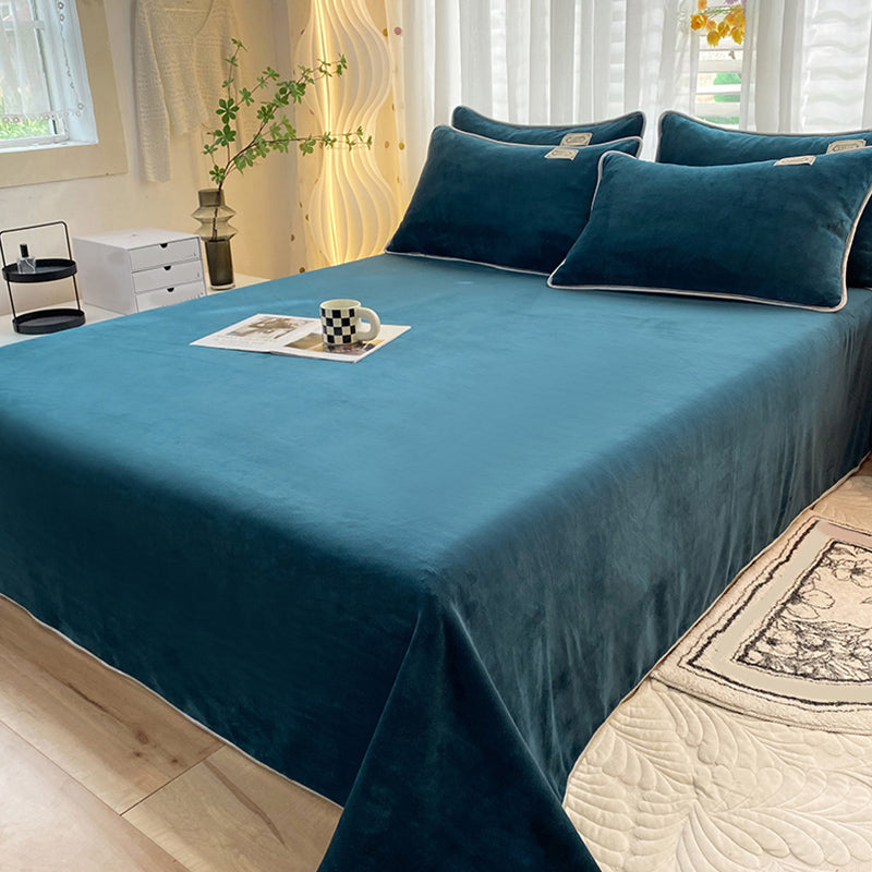 Modern Style Bed Sheet Solid Color Ultra-Soft Breathable Bed Sheet