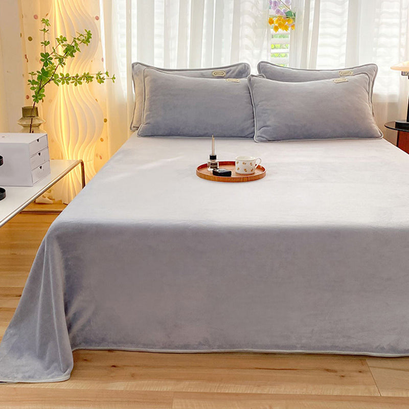 Modern Style Bed Sheet Solid Color Ultra-Soft Breathable Bed Sheet