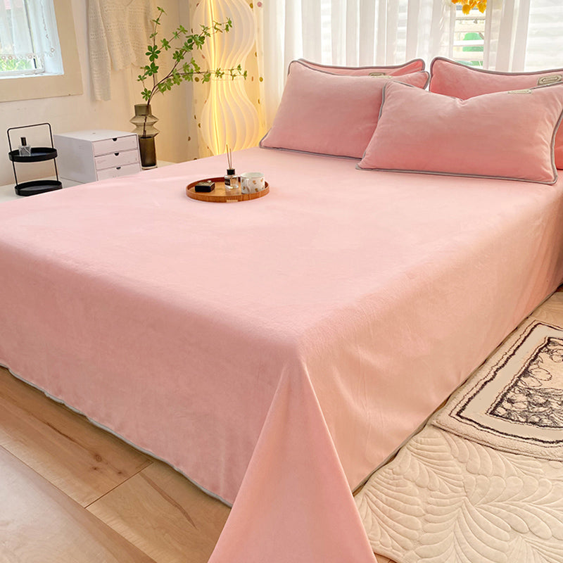 Modern Style Bed Sheet Solid Color Ultra-Soft Breathable Bed Sheet