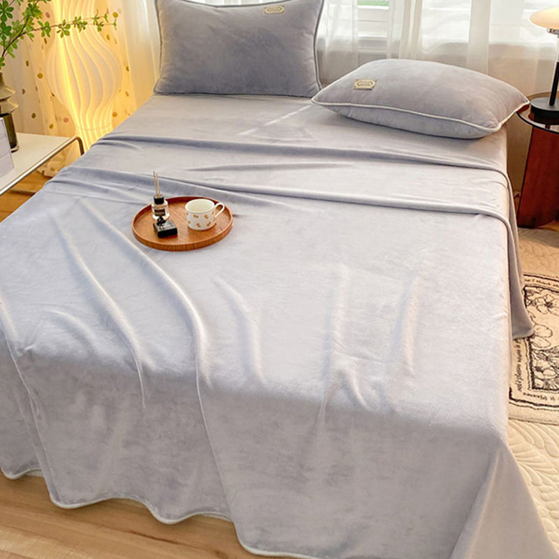 Modern Style Bed Sheet Solid Color Ultra-Soft Breathable Bed Sheet