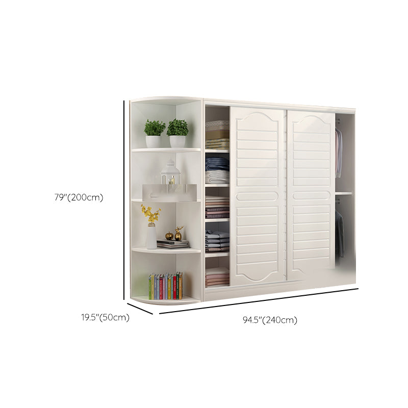 Modern White Wood Frame Wardrobe Freestanding Wardrobe with Soft Close Doors