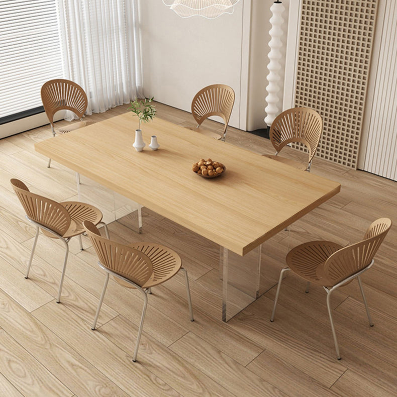 Contemporary Solid Wood Furniture 1/4/5 Pcs Dining Room Table Set in Natural