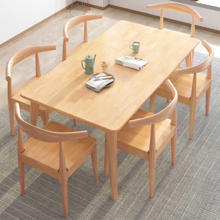 Rubber Wood Solid Wood Dining Table Set 1/2/5/7 Pieces Dining Set for Kitchen