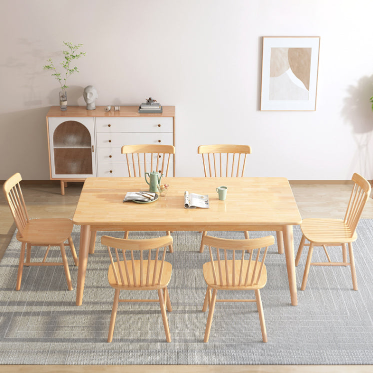 Rubber Wood Solid Wood Dining Table Set 1/2/5/7 Pieces Dining Set for Kitchen