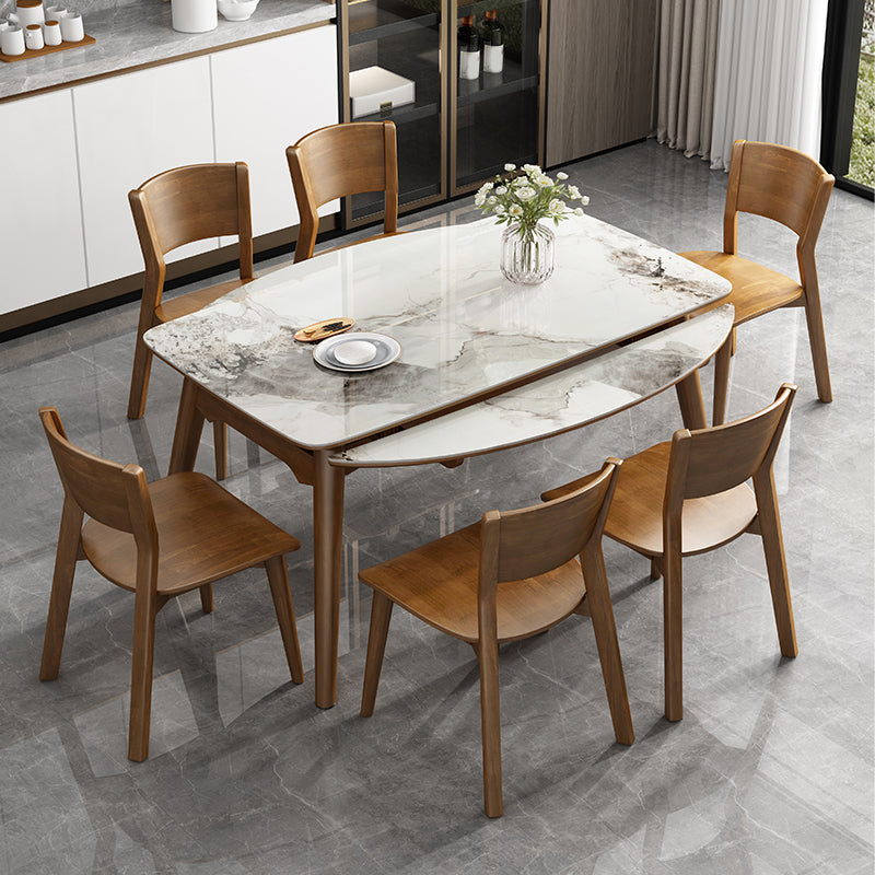 Extendable Sintered Stone Dining Table Set 1/4/7 Pieces Dining Set for Kitchen