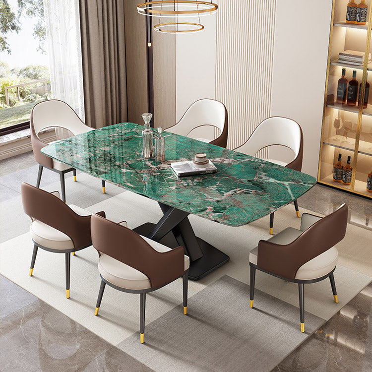 Stone and Metal Dining Room Table Modern Rectangle Dining Site Table