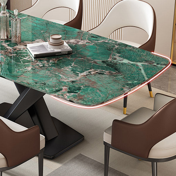 Stone and Metal Dining Room Table Modern Rectangle Dining Site Table