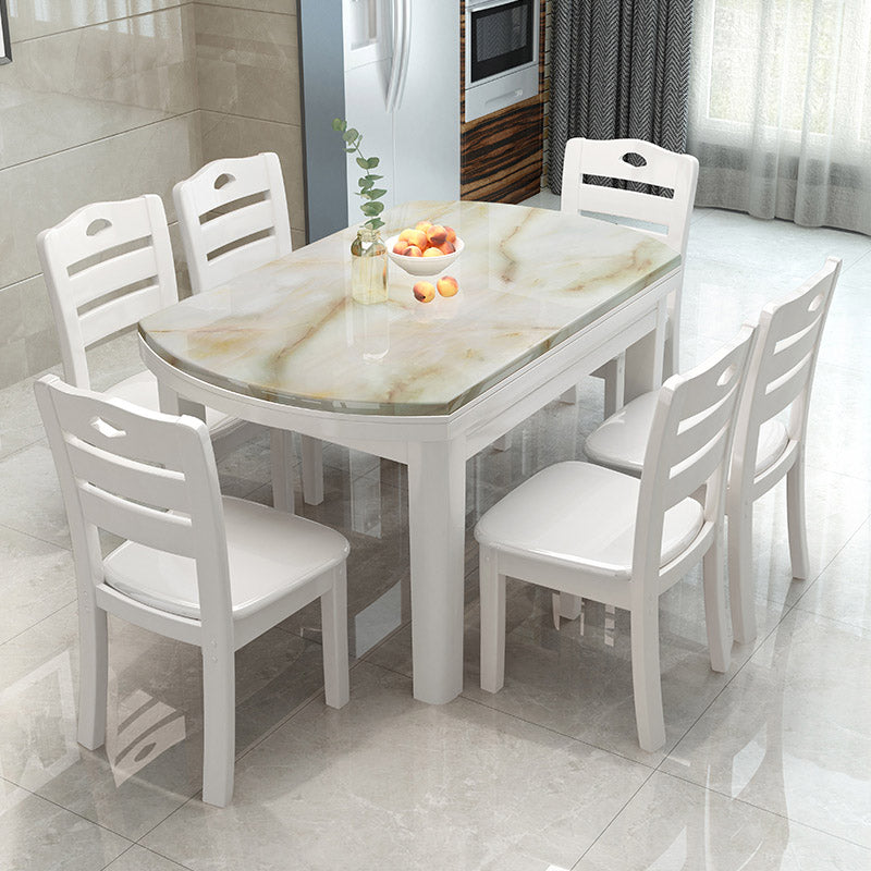 Modern Round Stone Dining Table Rubber Legs Foldable Table for Dining Room