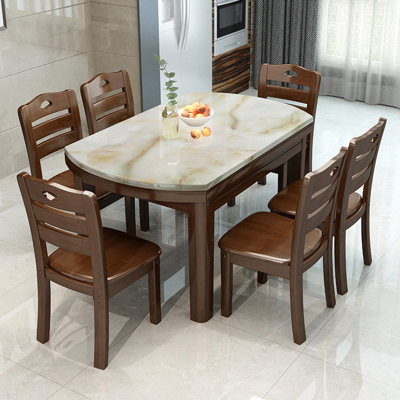 Modern Round Stone Dining Table Rubber Legs Foldable Table for Dining Room
