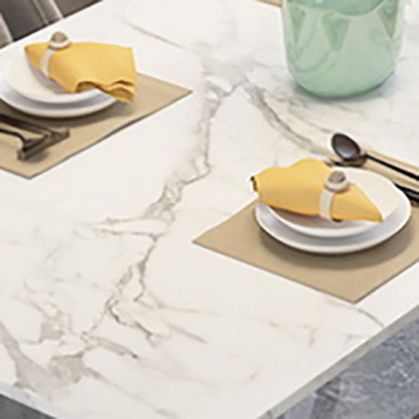 Glam Stone Rectangle Dining Table Metal Legs for Dining Room