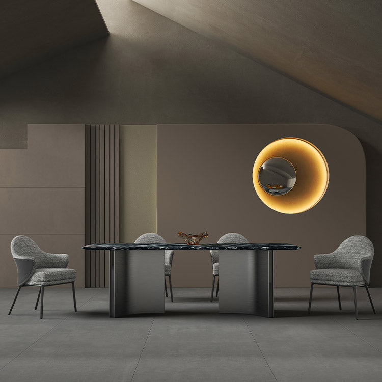 Modern Stone Rectangle Dining Table Stainless Steel Base for Dining Room