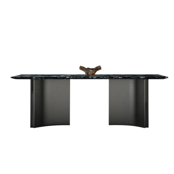 Modern Stone Rectangle Dining Table Stainless Steel Base for Dining Room